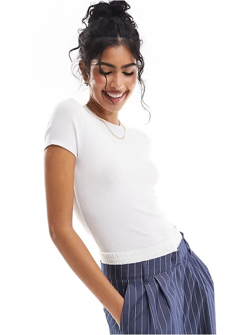 Abercrombie & Fitch white ribbed short-sleeve crew neck tee Size XS NWOT